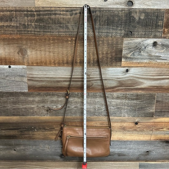 Fossil Gemma Tan/Brown Pebbled Leather Crossbody Handbag Purse Shoulder Bag - Picture 9 of 10